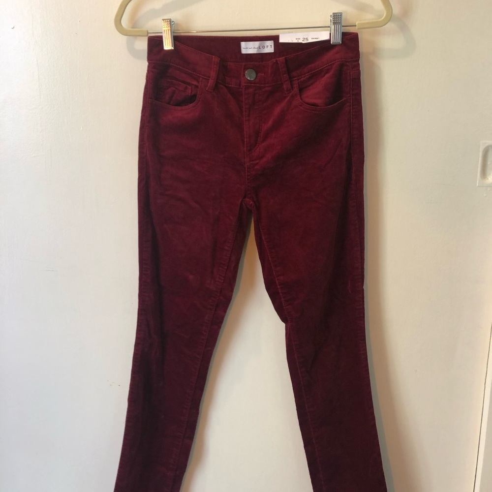 LOFT Velvet Skinny Pants in Rich Bordeaux